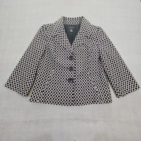Rafaella Geometric Blazer Coat Jacket Women's Size 10 Black & White Old Money - Picture 6 of 16